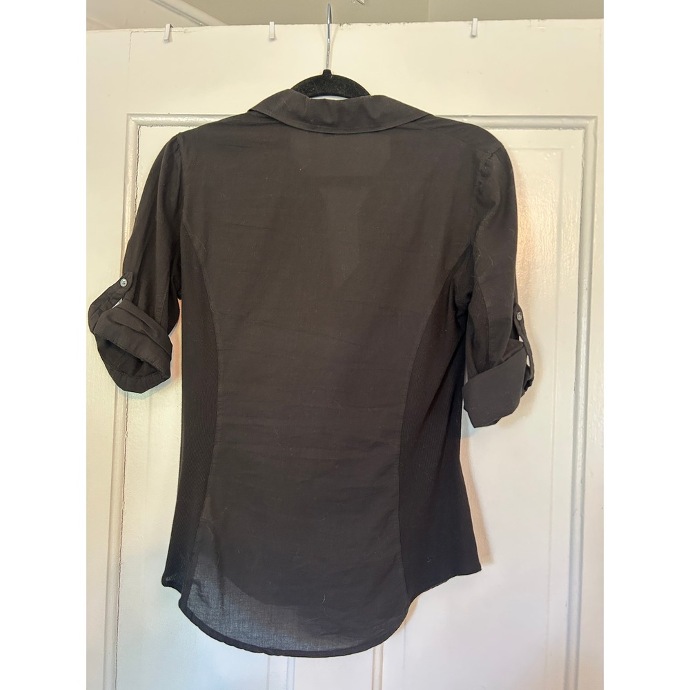 James Perse Sheer Slub Side Panel Shirt Black Size 2 - Picture 9 of 9